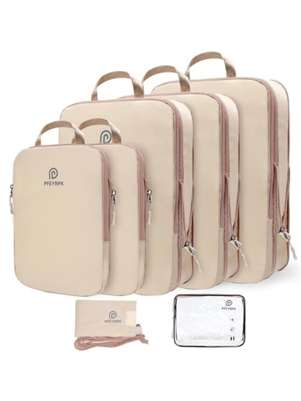 Compression Packing Cubes 7 Set Suitcase Travel Organizer Carry On Luggage Bag
